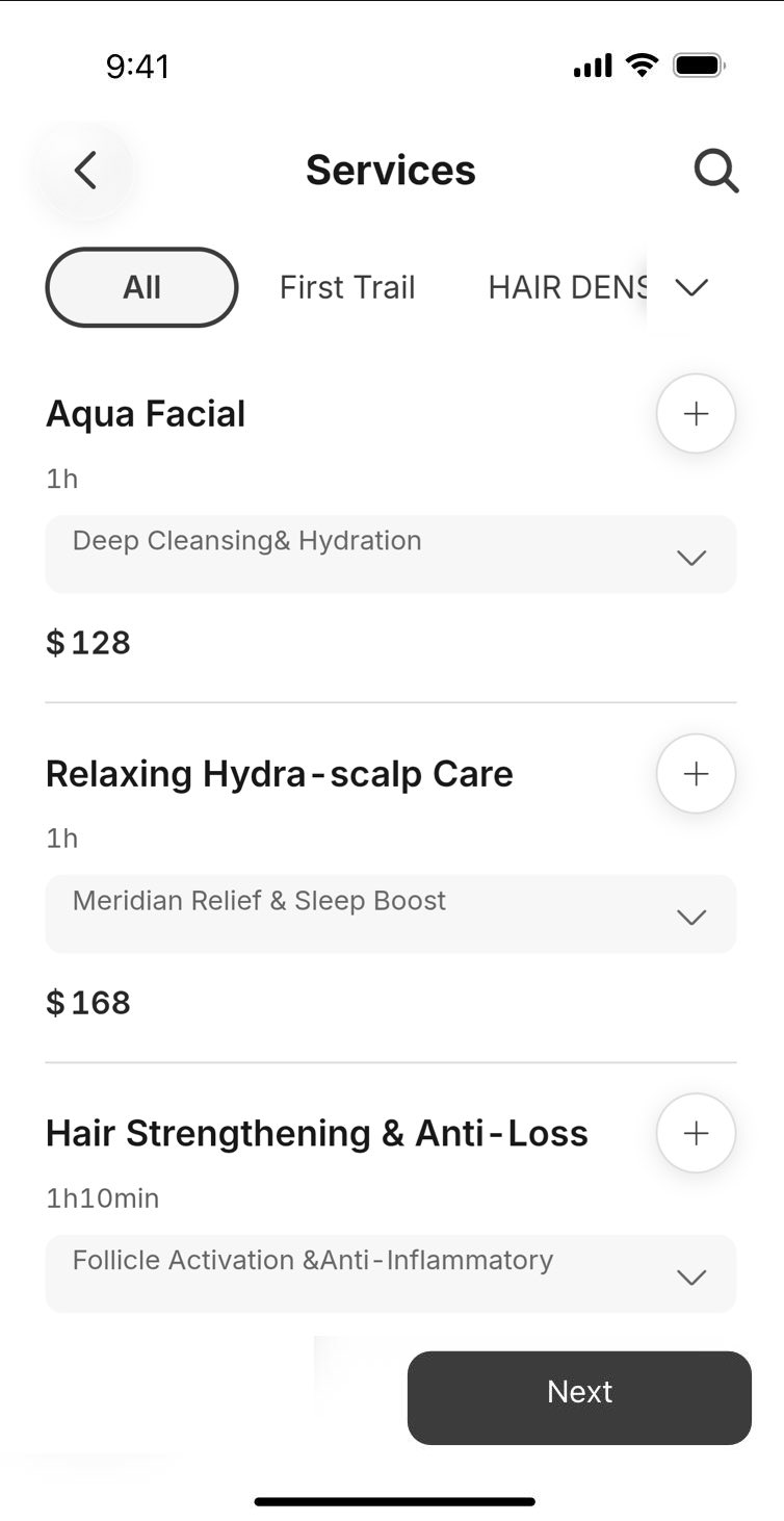 Booking app screen 2