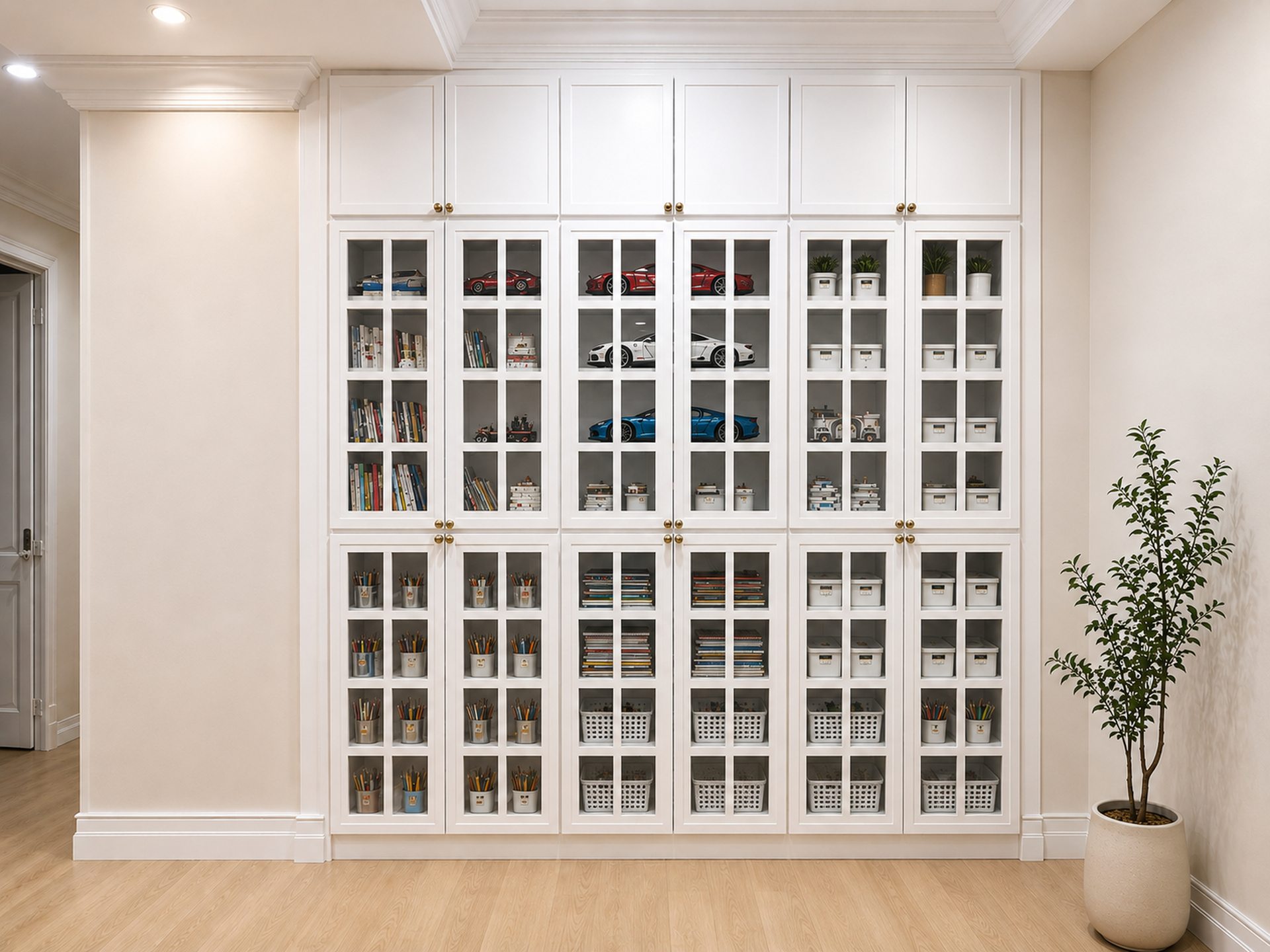 Full wall of custom cabinets
