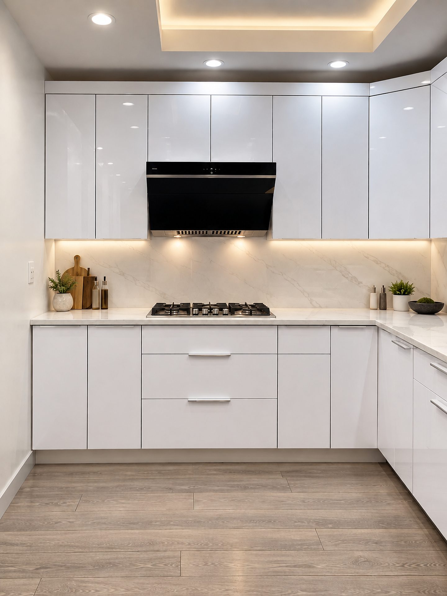 White kitchen with black hardware