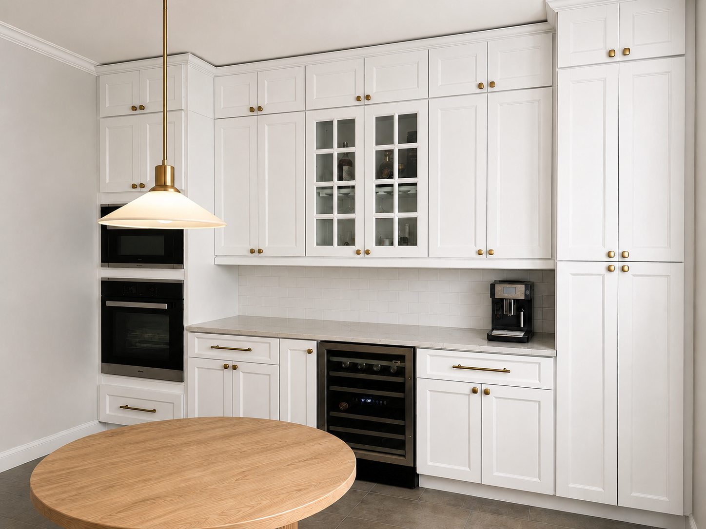 White kitchen with wine refrigerator