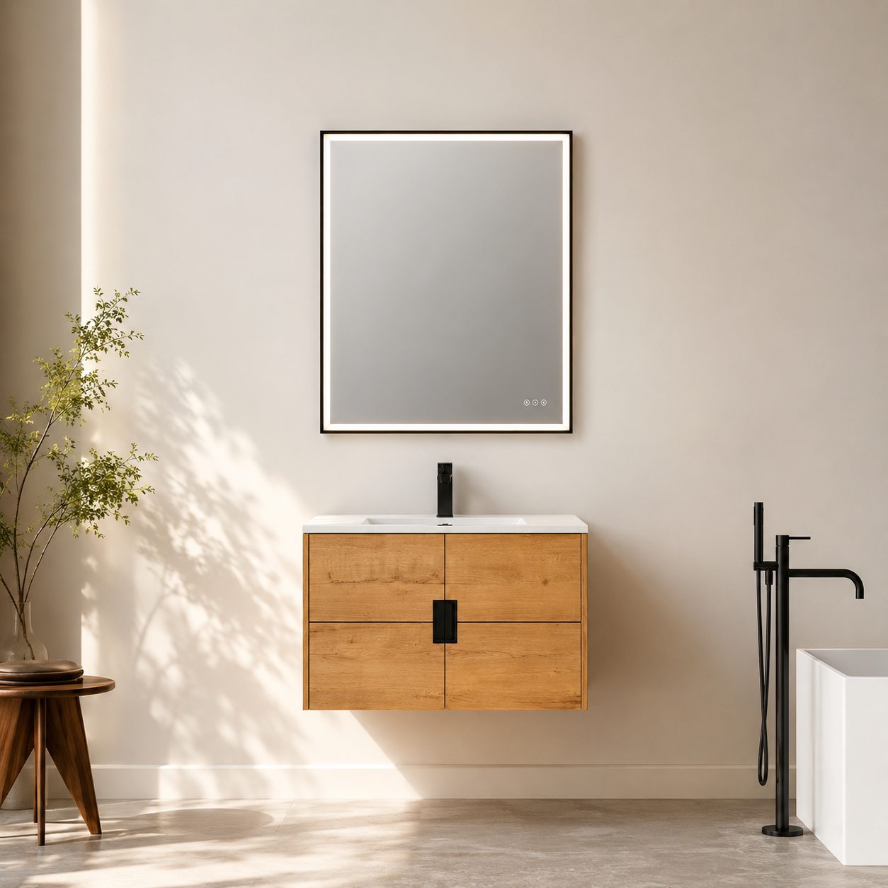 Wood vanity bathroom