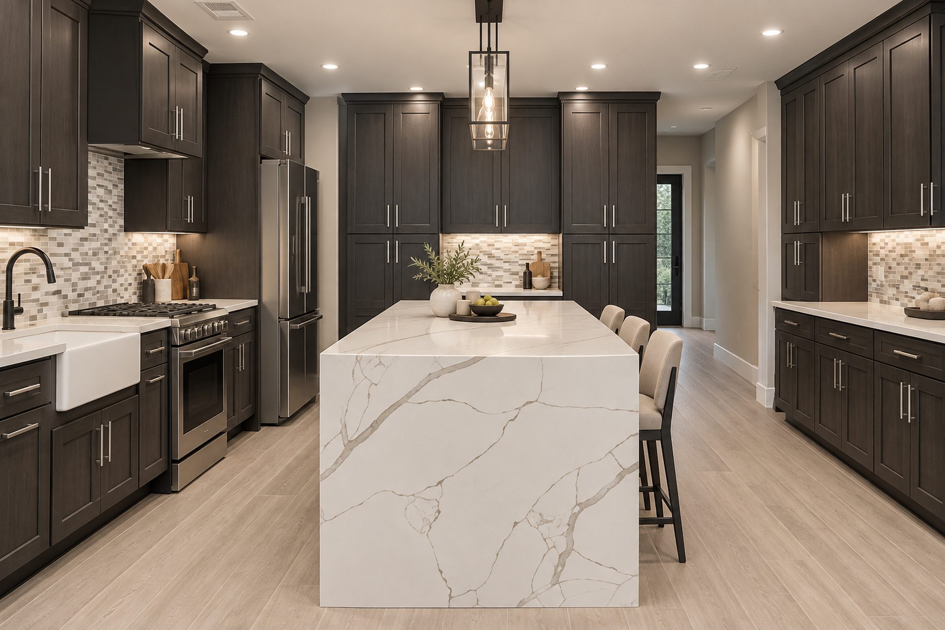 Modern white kitchen with island