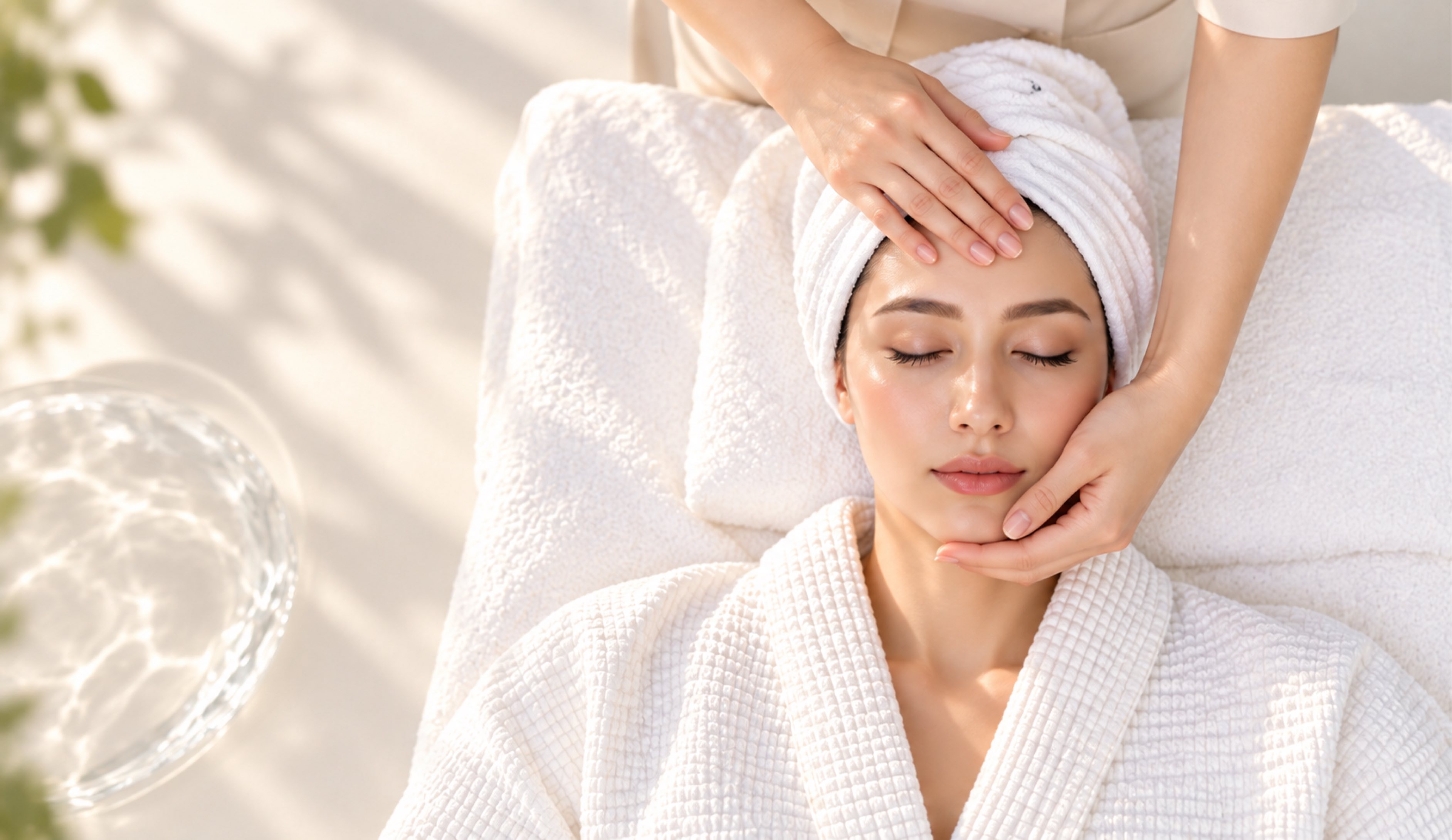 Calm spa interior with warm neutral tones