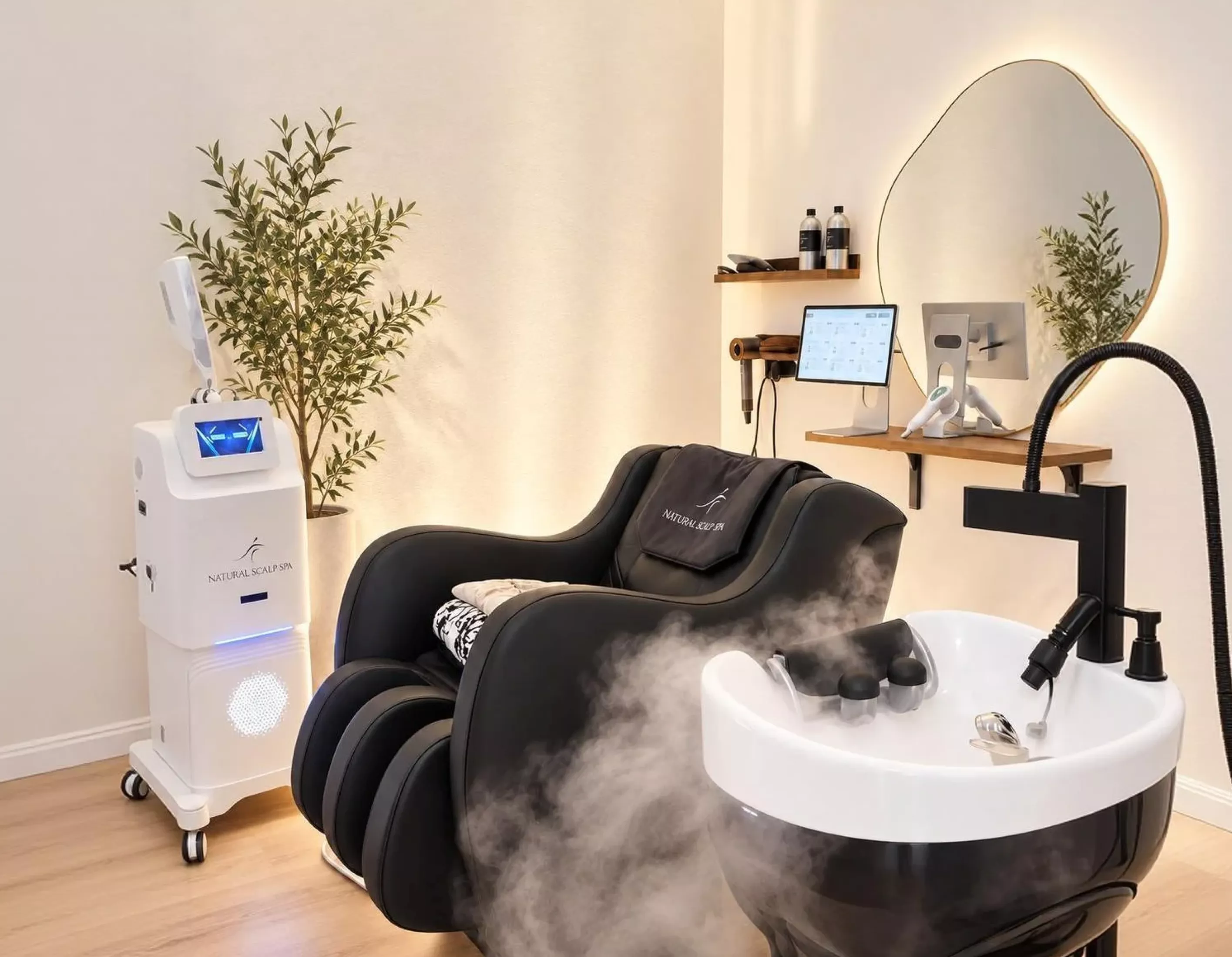 Scalp analysis during a head spa treatment