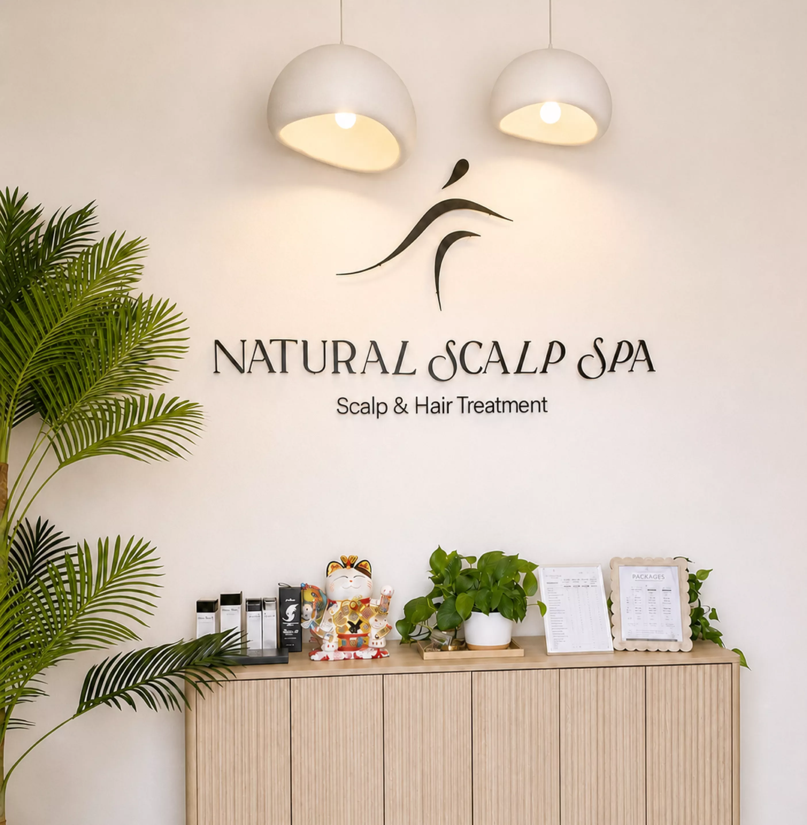 Natural Scalp Spa interior with warm neutral tones
